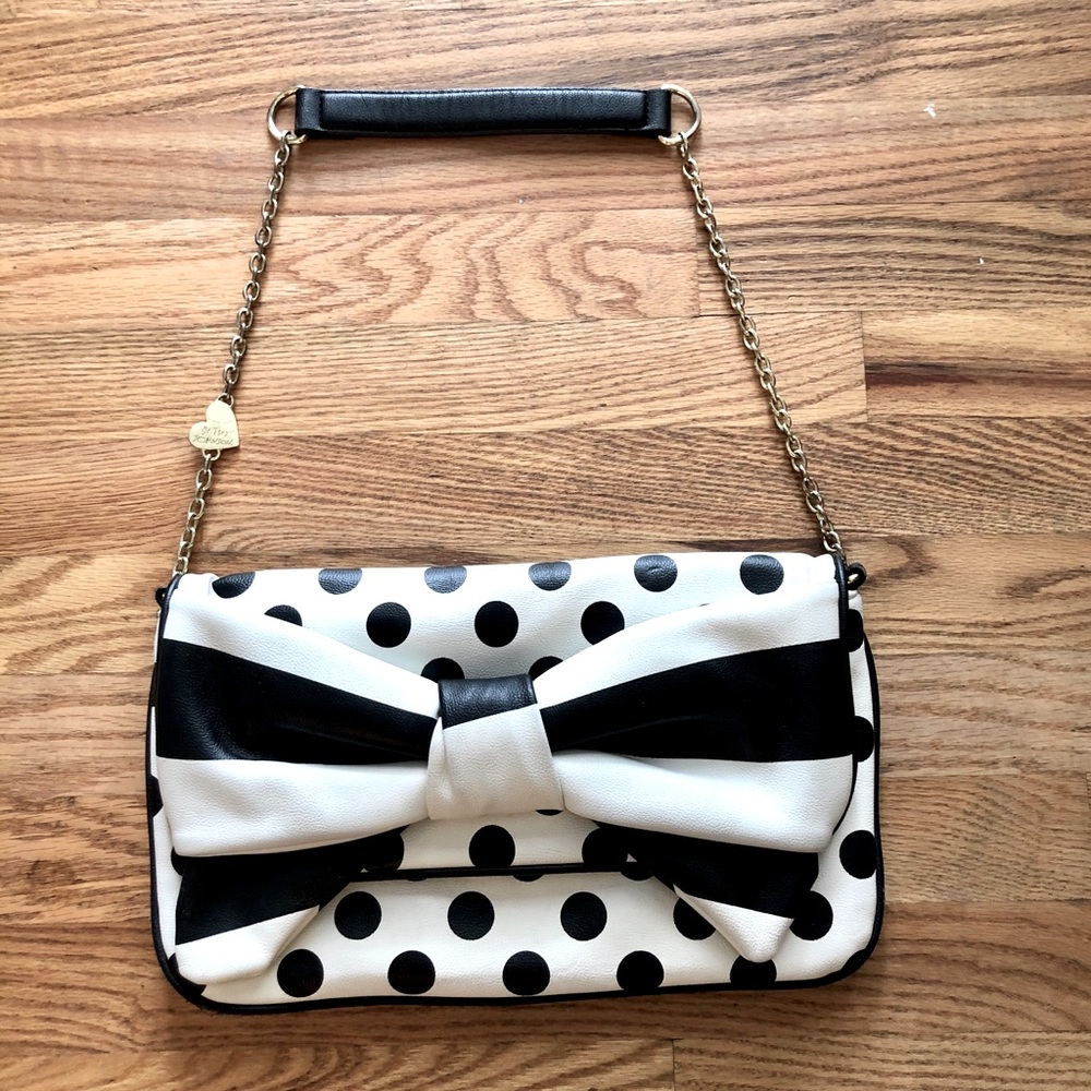 Betsey Johnson leather shoulder bag.